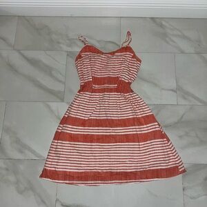 Coral and White Striped Sundress